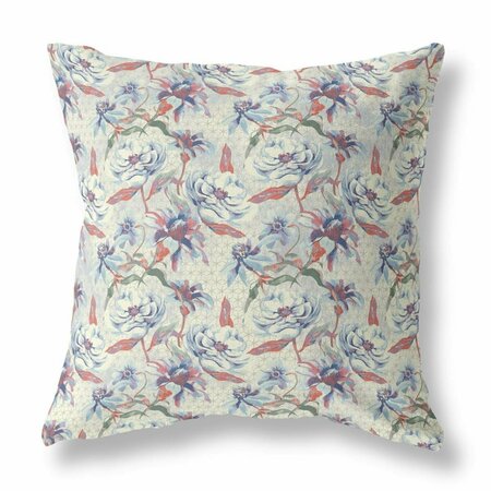 HOMEROOTS 26 in. Pale Blue Roses Indoor & Outdoor Throw Pillow Orange & Yellow 413828